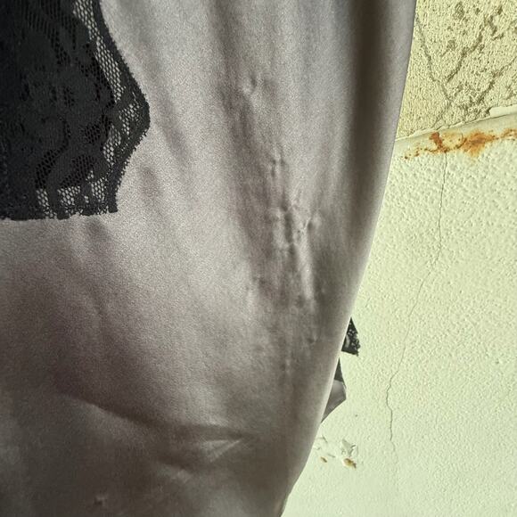 100% Silk Lace Trim Black Tank Top Coquette Lingerie Style Size 2 - Picture 5 of 7